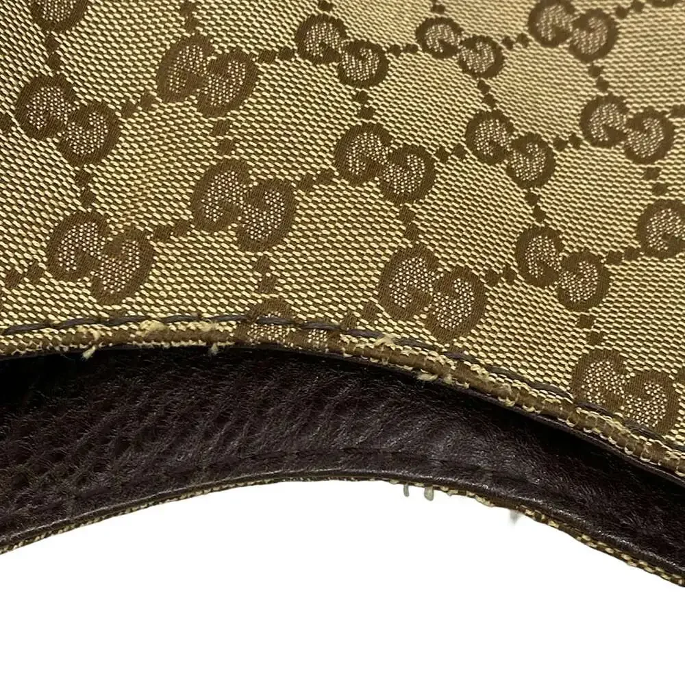 Gucci Charlotte/GG pattern Shoulder Bag 203503 Dark Brown Beige Jacquard Leather